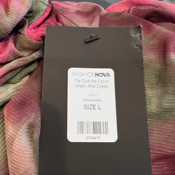Fashion Nova Tie Dye Me Down Mesh Midi Dress - Wine/combo Large NWT - Picture 5 of 6
